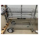 Heavy-Duty Chrome Steel Mail & Office File Cart - Transport Documents and Packages within Work Environments - Removable Wire Baskets, High Load Capacity - Excellent Condition!
