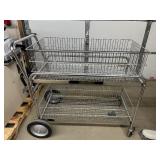 Heavy-Duty Chrome Steel Mail & Office File Cart - Transport Documents and Packages within Work Environments - Removable Wire Baskets, High Load Capacity - Excellent Condition!