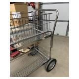 Heavy-Duty Chrome Steel Mail & Office File Cart - Transport Documents and Packages within Work Environments - Removable Wire Baskets, High Load Capacity - Excellent Condition!