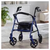 NEW Open Box Floor Model McKesson 146-10257BL-1 Rollator - 300 lbs. Weight Capacity, 7.5" Non-Marring Wheels, Ergonomic Handles