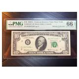 Gem Uncirculated 1969-A $10 Fed Reserve Note, New York, EPQ66, Rickey Collection