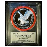 PR70DCAM E. Damstra Hand Signed 2021-S T2 American Silver Eagle, Scarce Mint Designer Series, 1 of 200