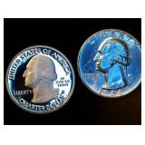 (2) Silver Quarters - Proof 2014-S 90% Silver Utah National Park & Uncirculated 1964