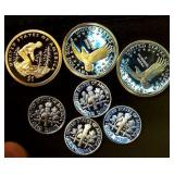 Gem Proof (4) 90% Dimes + (3) Sacajawea Dollars, From Sets