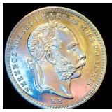 Very Scarce 1868 KB Hungary 20 Krajczar Silver Proof Restrike, Deep Mirrors w/minor hairlines, KM# 447