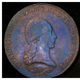 1800-A  Austria 6 Kreuzer Franz II, XF+/AU, Beautiful Red/Brown w/slight Purple Toning, KM# 2128