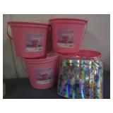 4 Pink Spritz Easter baskets with s...
