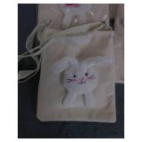 6 small white bunny totes, velcro s...