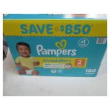 180 Pampers size 2 diapers...