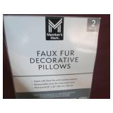 2 Faux fur decorative pillows...