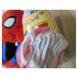 Spiderman Slippers and Stitch socks...