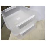 2 Storage totes and 3 trash cans...