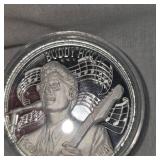 2 oz t Buddy Holly, .999 Silver Icon Round