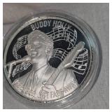 2 oz t Buddy Holly, .999 Silver Icon Round