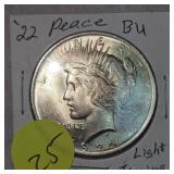 2022 Peace Dollar $1 BU w/Light Toning