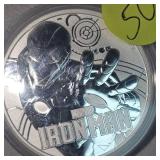 2019 1 oz .9999 Reverse Proof Justice League Iron Man Silver Round