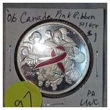 2006 Canada Pink Ribbon Proof Silver $1