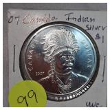 2007 Canada Indian Silver $1 Unc