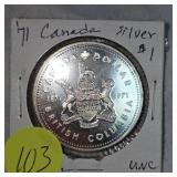 1971 Canada Silver $1 UNC