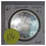 1962 Canada Silver $1 UNC