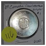1964 Canada Charlotte Town Silver $1 UNC