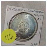 1964 Canada Charlotte Town Silver $1 UNC