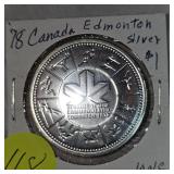 1978 Canada Edmonton Silver $1 UNC