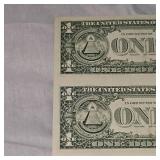 1995 FRN Uncut Washington $1 Dollar, sheet of two