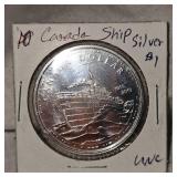 2010 Canada Ship Silver $1 UNC