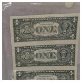 1995 Uncut Washington $1 Uncut Sheet of 4, UNC
