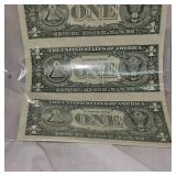 1995 Uncut Washington $1 Uncut Sheet of 4, UNC