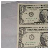 1995 FRN Uncut Washington $1 Dollar, sheet of two