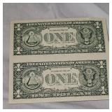 1995 FRN Uncut Washington $1 Dollar, sheet of two