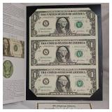 2003 A Washington 3uncut bills, w/COA
