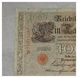1910 BU 1000 Mark, Reichs Bank Note, BU Nice