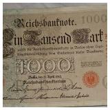 1910 BU 1000 Mark, Reichs Bank Note, BU Nice