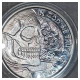 2005 1oz Hobo Silver Round with Skull