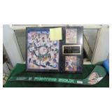 New York Yankees Plaque and Small Sioux Hockey Stick