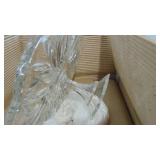 Block Crystal Cake Plate, Fenton Vase, Head Vase and Glass Vase