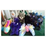 6- Large TY Buddies and 2- Dragons