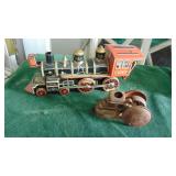 Vintage Tin Train and Cast Iron Fair Banks Morris Z Engine Toy