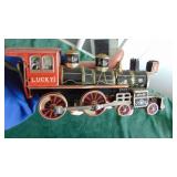 Vintage Tin Train and Cast Iron Fair Banks Morris Z Engine Toy