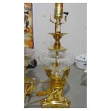 2- Brass and Glass Table Lamps