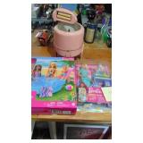 Barbie in Pool, Barbie Doctor and Vintage Tin Washing Machine asis