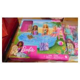 Barbie in Pool, Barbie Doctor and Vintage Tin Washing Machine asis