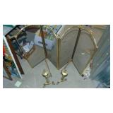 Brass Fireplace Screen and Brass End Iron for Fireplace