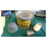 Queen Quality Nuts Tin, Mold, Copper Dippe and Wooden Shoe