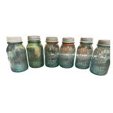 Collection of 6 Blue Ball Jars