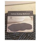 NEW COTTON SCALLOP BATHMAT GREY 24IN X 36IN