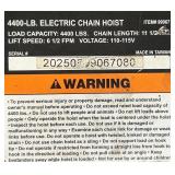 Strongway Electric Chain Hoist, 2-Ton Load Capacity, 9.84ft. Lift #99067 Msrp $1,499.99